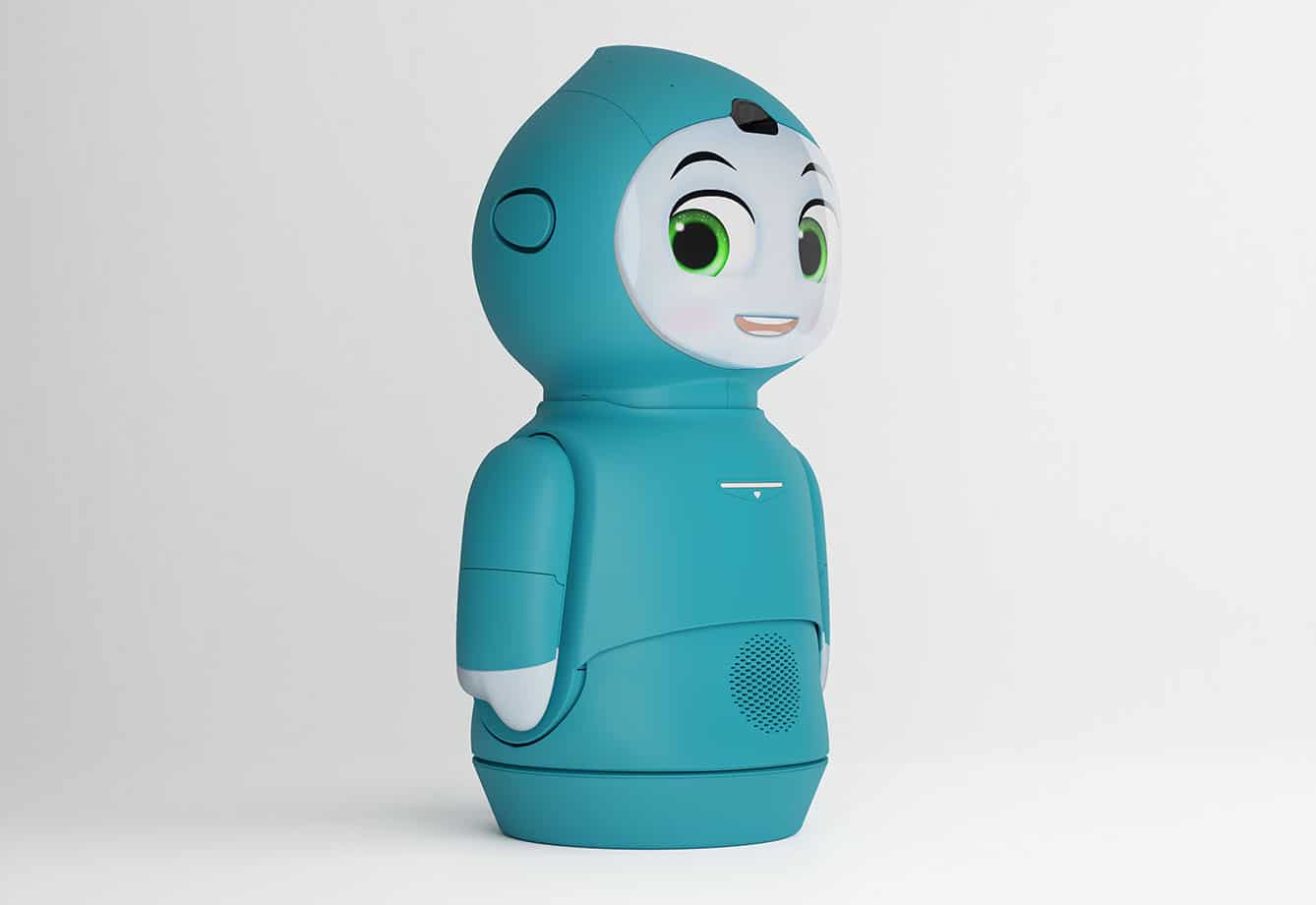 Computer-generated rendering of Moxie Robot produced for online marketing.